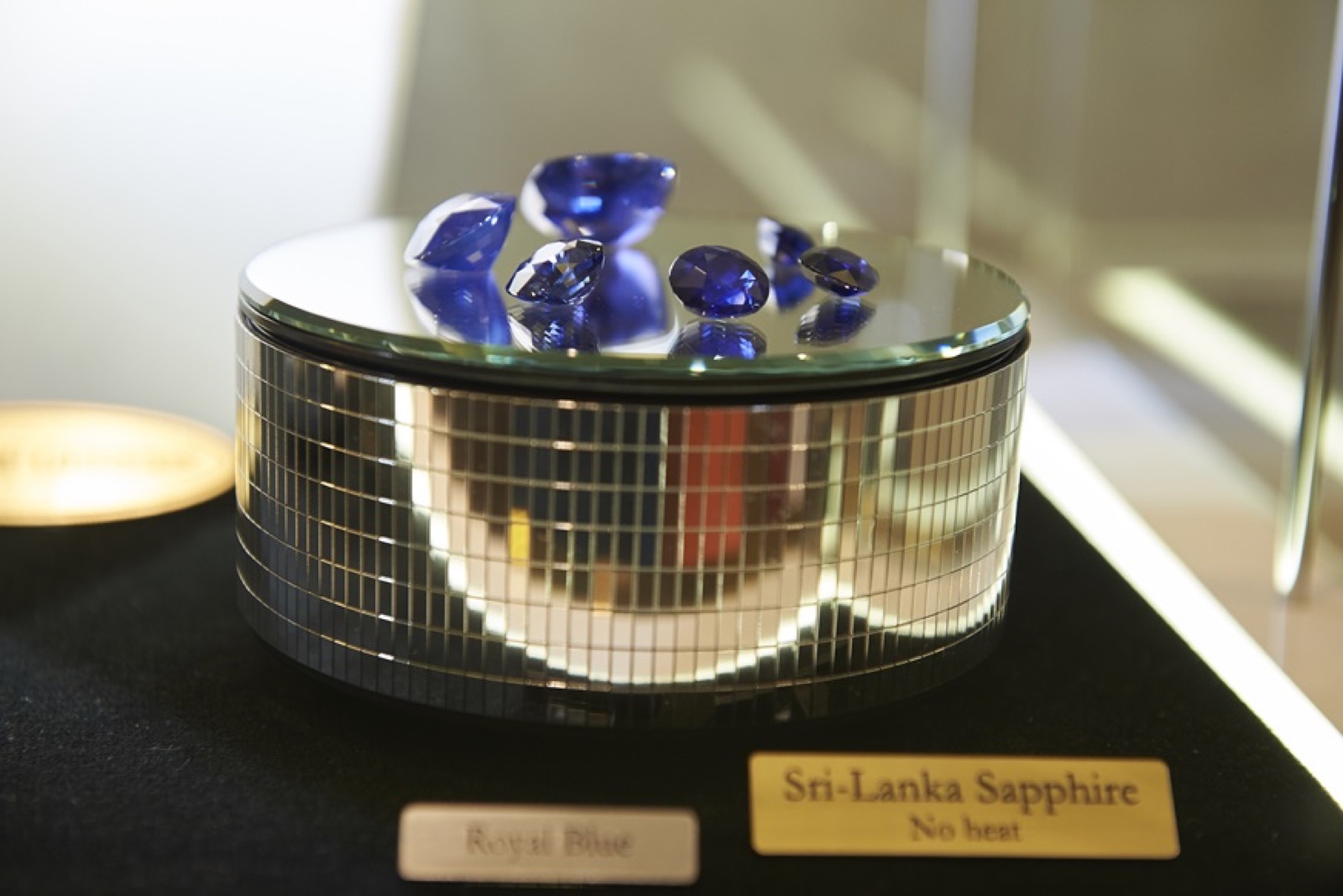 Royal blue Sri Lanka sapphires, unheated, in the Genesis showroom